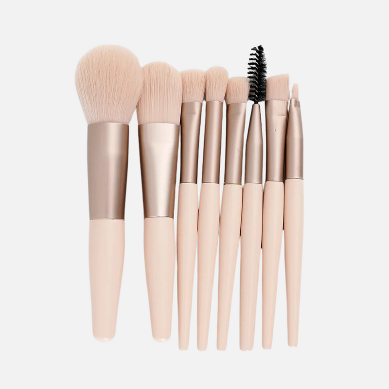 Light Pink Mini 8-Piece Makeup Brush Set with Portable Bag