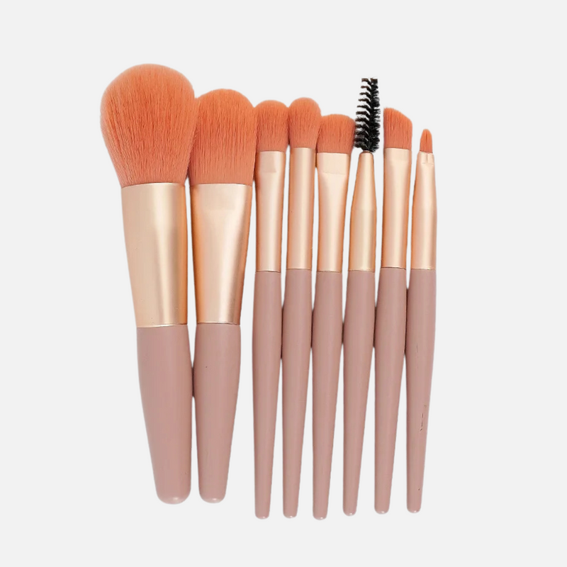 Pink Mini 8-Piece Makeup Brush Set with Portable Bag