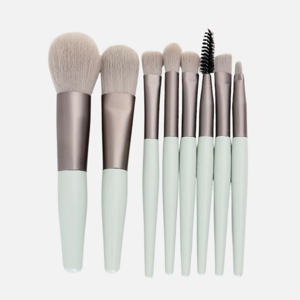 Green Mini 8-Piece Makeup Brush Set with Portable Bag