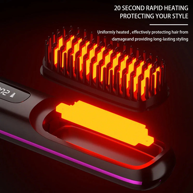 Comb Digital Display Hair Straightening Comb Temperature Adjustables Hair Flat Iron for Women Female