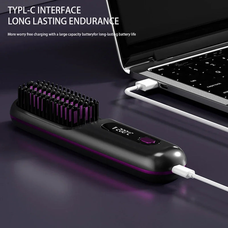 Comb Digital Display Hair Straightening Comb Temperature Adjustables Hair Flat Iron for Women Female