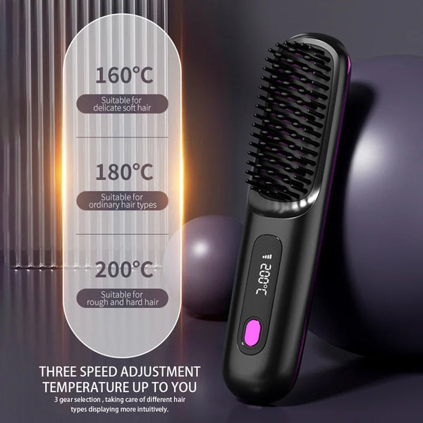 Comb Digital Display Hair Straightening Comb Temperature Adjustables Hair Flat Iron for Women Female